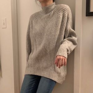 Oversized turtleneck sweater in light gray